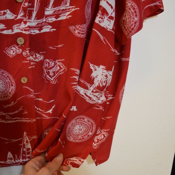 GLORIA VANDERBILT Kauai Type Red Button-Down Short Sleeves Shirt Women XL - Picture 4 of 5